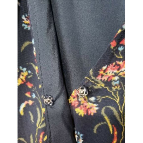 NWOT BCBGeneration Pussy Bow Romper XS 2 Long Sleeve Neck Tie Pocket Floral Navy - Picture 12 of 16